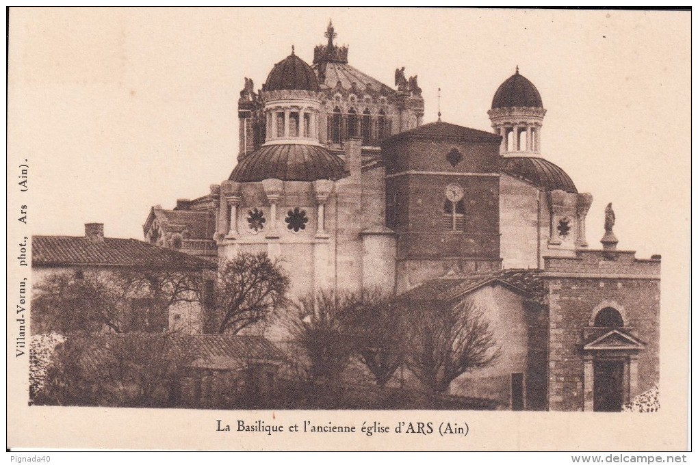 Cp , 01 , ARS , La Basilique Et L'ancienne Église - Ars-sur-Formans