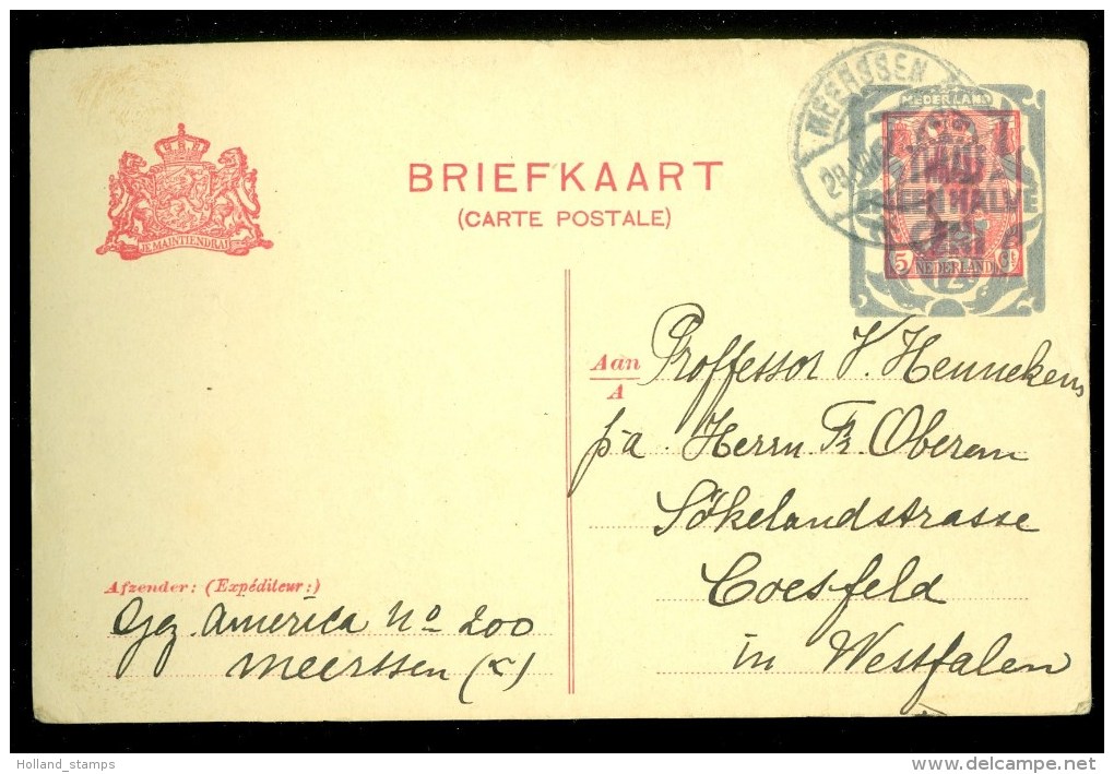 POSTHISTORIE * HANDGESCHREVEN BRIEFKAART Uit 1922 Gelopen Van MEERSSEN Naar COESFELD WESTFALEN  (10.062p) - Entiers Postaux