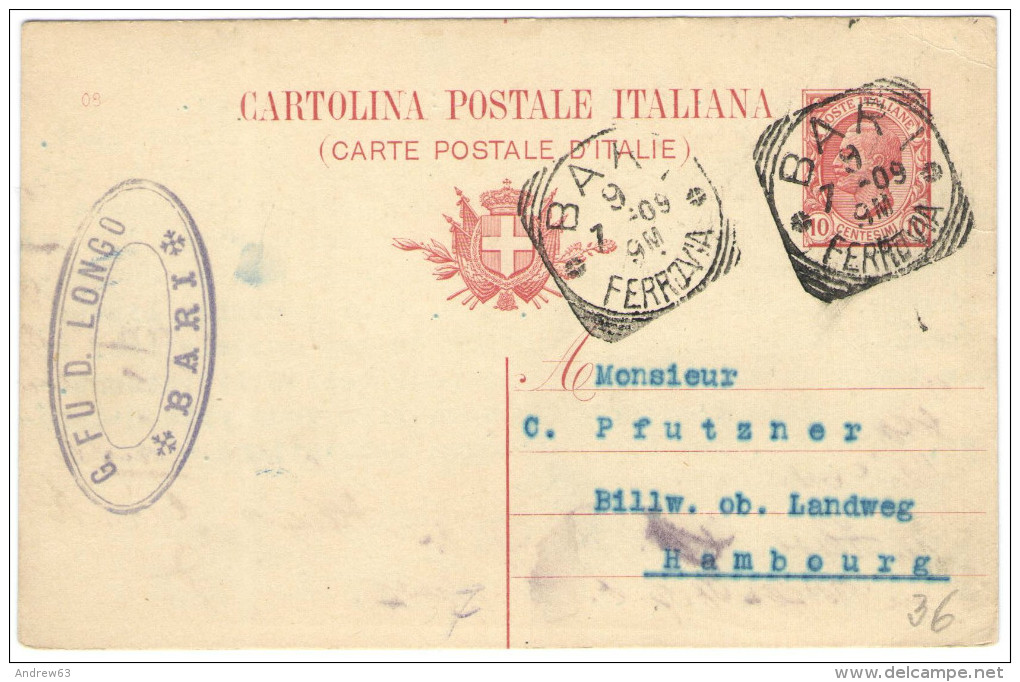 REGNO D'ITALIA - ITALY - ITALIE - 1909 - 10c - Postkarte - Carte Postale - Post Card - Intero Postale - Entier Postal... - Postwaardestukken