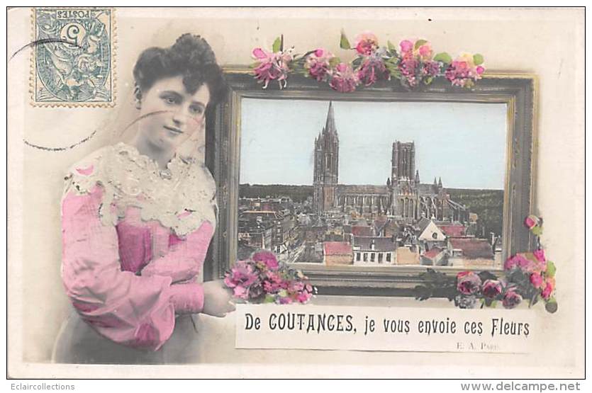 Coutances     50     Fantaisie Glacée : De Coutances Je Vous Envoie Ces Fleurs.. - Coutances
