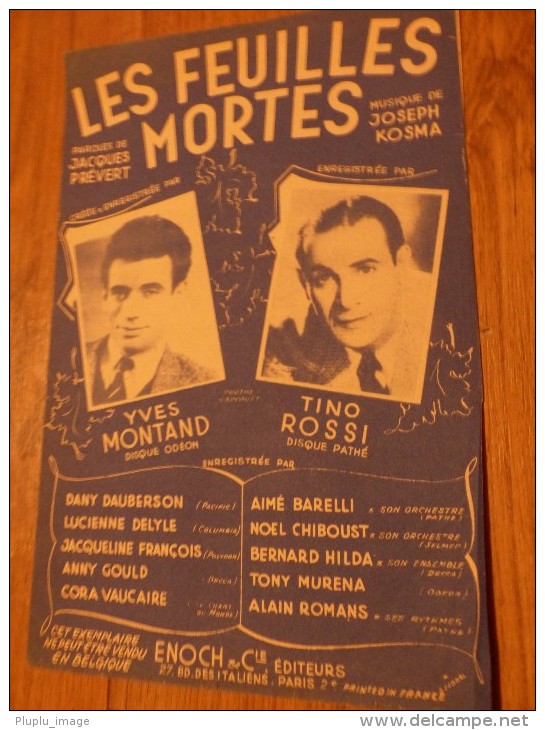YVES MONTAND LES FEUILLES MORTES - Song Books