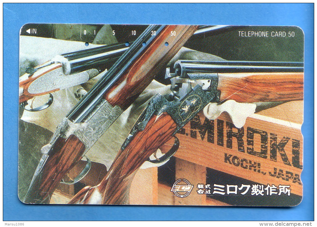 Japan Japon Telefonkarte Télécarte Phonecard -  Waffe Gewehr Schießen Shooting - Sport