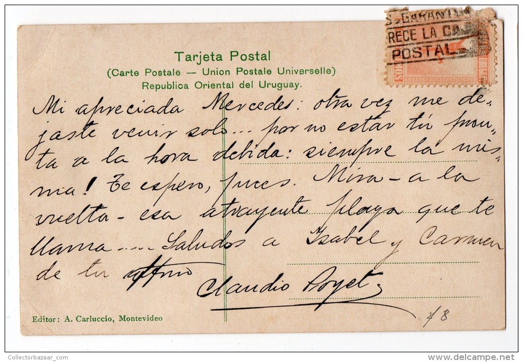 Uruguay Montevideo Tarjeta Postal N&ordm;594 Carluccio Vintage Original Ca1900 Postcard Cpa Ak (W4_1813) - Uruguay