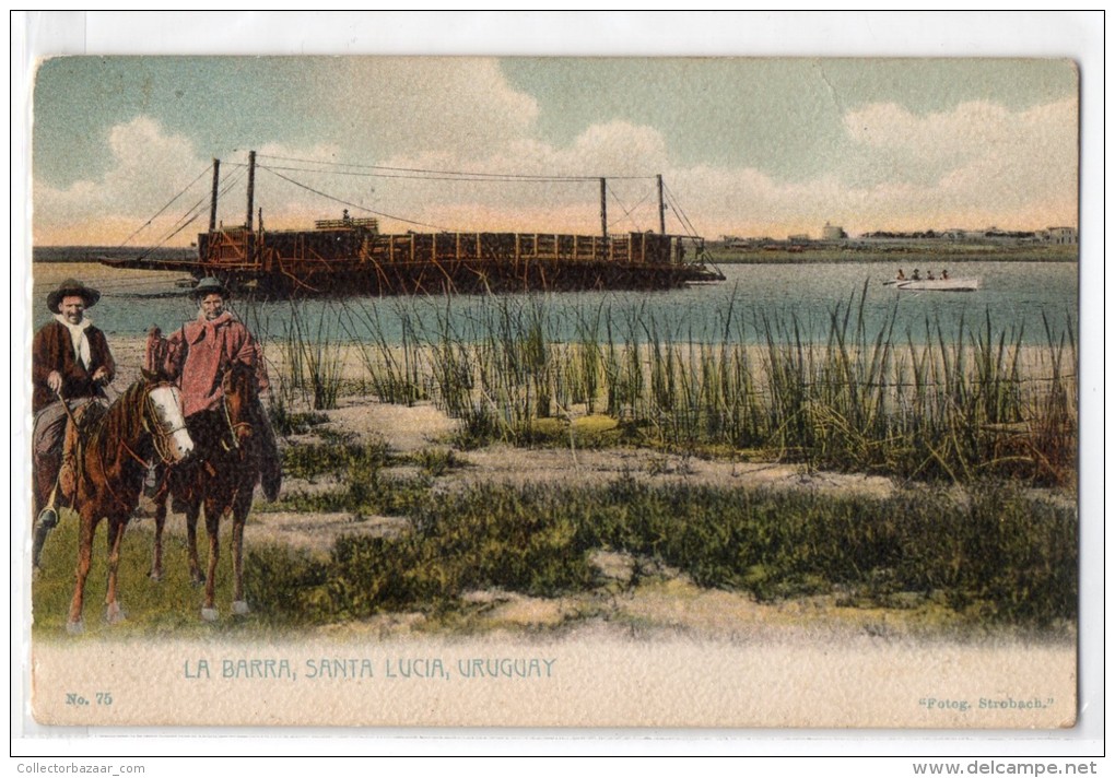 Uruguay Montevideo Tarjeta Postal Ed. Strobach N&ordm;75 Santa Lucia Ferry Vintage Original Ca1900 Postcard Cpa Ak (W4_1 - Uruguay