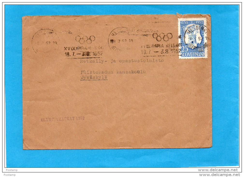 MARCOPHILIE-lettre SUEDE-cad 1952+flamme JEUX OLYMPIQUES HELSINKI-1952 - Autres & Non Classés