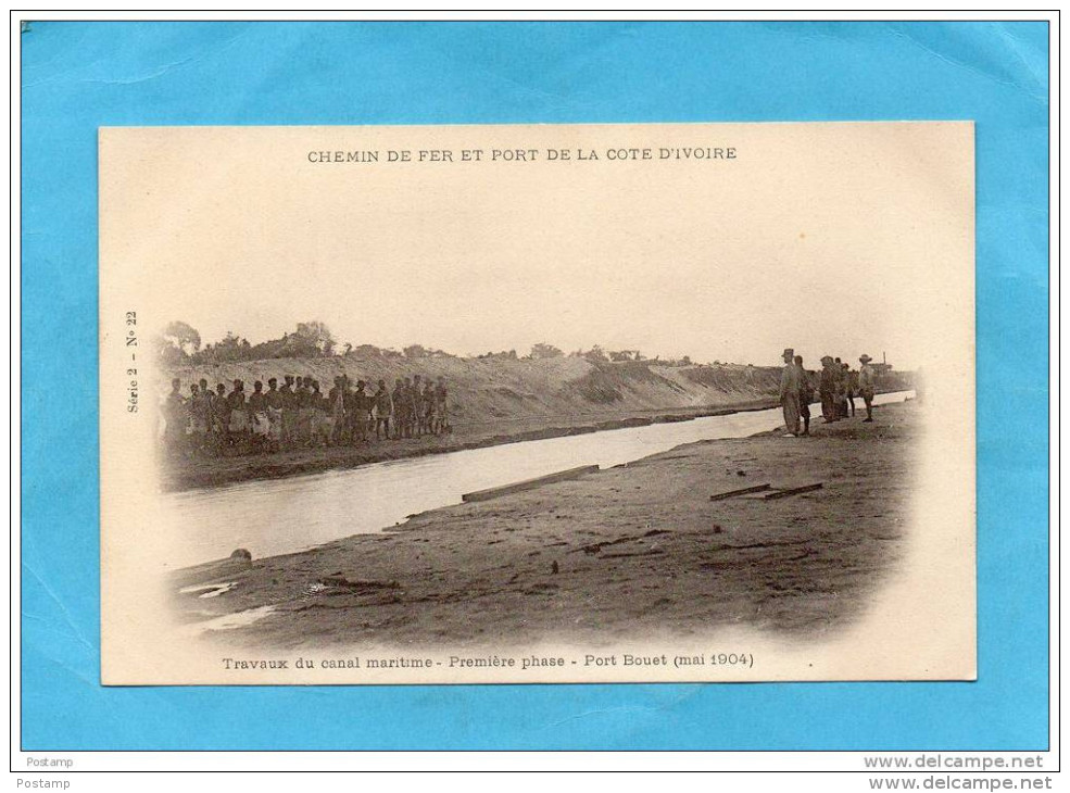 -PORT BOUET-animée-travaux Du Canal -avril 1904-Chemin De Fer  Et Port De La Cote D'ivoire-carte D'époque - Côte-d'Ivoire