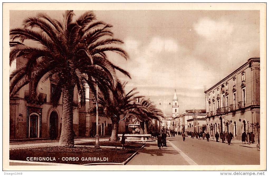 04483 "CERIGNOLA (FG) - CORSO GARIBALDI" ANIMATA. CART. POST. ILL. ORIG. NON SPEDITA. - Cerignola