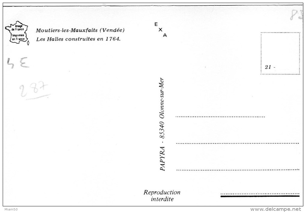 MOUTIERS-LES-MAUXFAITS    LES HALLES CONSTRUITES EN 1764     DEPT 85 VENDEE - Moutiers Les Mauxfaits