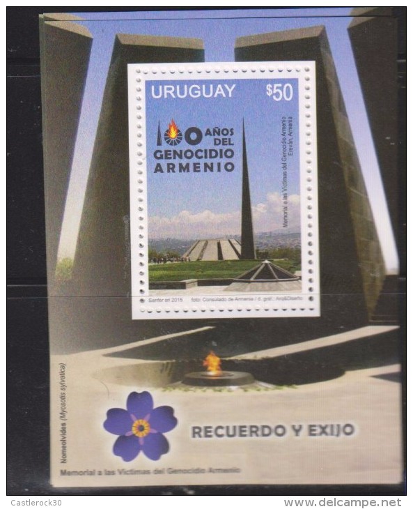 O) 2015 URUGUAY, 100 YEARS OF THE ARMENIA GENOCIDE, SOUVENR MNH - Uruguay