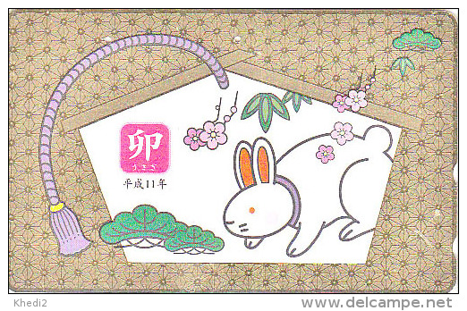 Télécarte DOREE Japon - ZODIAQUE - Animal -  LAPIN - RABBIT Horoscope ZODIAC Japan GOLD Phonecard - 788 - Sternzeichen