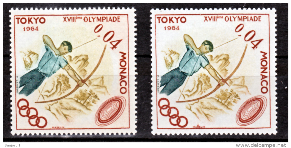 Monaco  657 Variété Inscriptions Sur Fonds Rouge Et Normal JO TOKYO Neuf ** TB  MNH Sin Charnela - Variétés