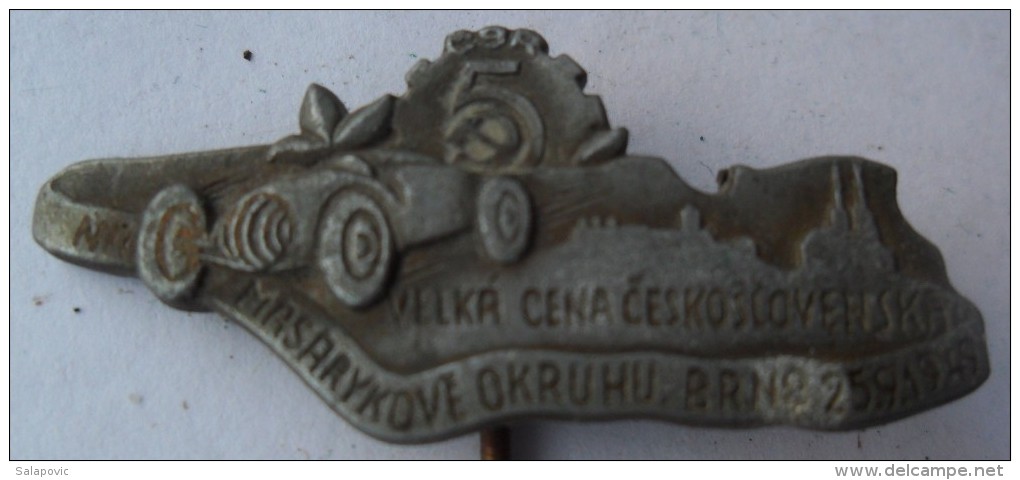 Velká Cena &#268;eskoslovenska Masarykovu Okruhu BRNO 1949, MOTOR RACING PIN BADGE P1 - Car Racing - F1