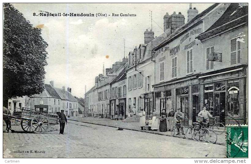 60 NANTEUIL LE HAUDOIN RUE GAMBETTA COMMERCES ANIMATION CACHET MILITAIRE AU DOS - Nanteuil-le-Haudouin