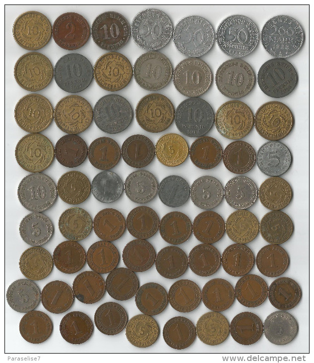 ALLEMAGNE COLLECTION DE 70 MONNAIES EMPIRE - REICH - Collections