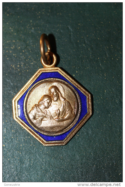 Pendentif émaillé Médaille Religieuse De Communion "Jésus Christ Et St Jean"  Religious Medal - Religion & Esotérisme