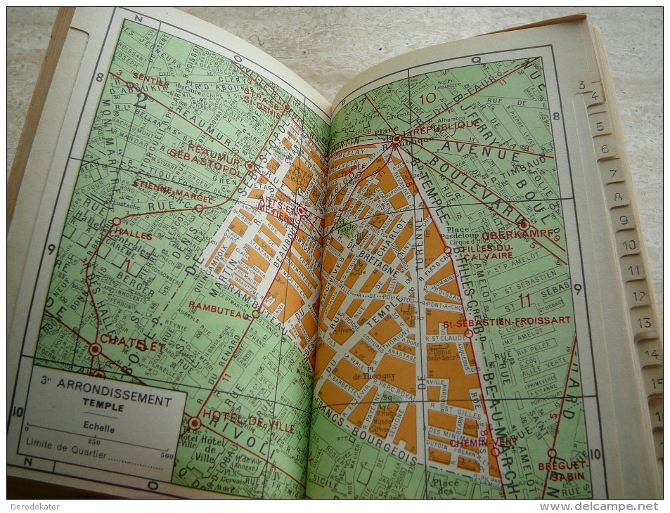 PLAN DE PARIS PAR ARRONDISSEMENT NOMENCLATURE DES RUES AVEC LA STATION DU METRO LA PLUS PROCHE AVEC RÉPERTOIRES 1952.LEC - Europa