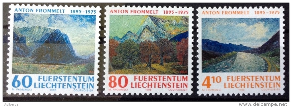 Liechtenstein - 1995 Anton Frommelt, Peintre (unused Serie + FDC) - Gebraucht