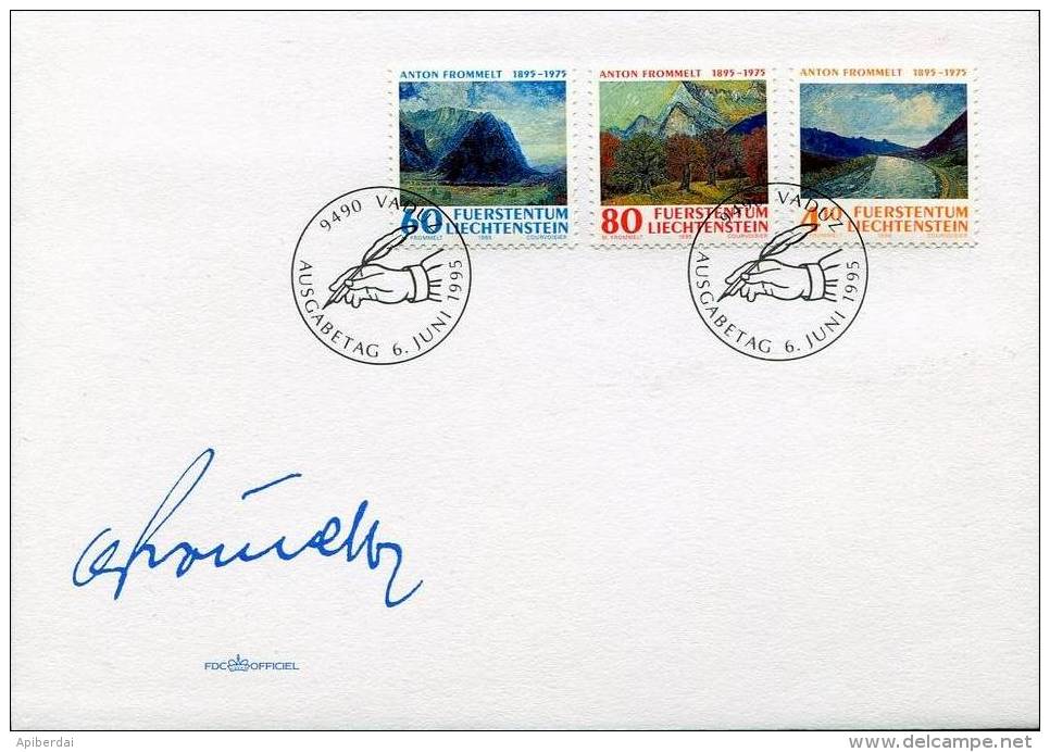 Liechtenstein - 1995 Anton Frommelt, Peintre (unused Serie + FDC) - Used Stamps