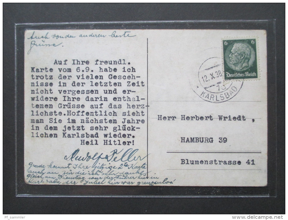 12. 10. 1938 Hotel Bristol, Carlsbad. Karlsbad. Sudetenland! Der Führer In Karlsbad. Der Jubel Hier War Grenzenlos! - Sudeten