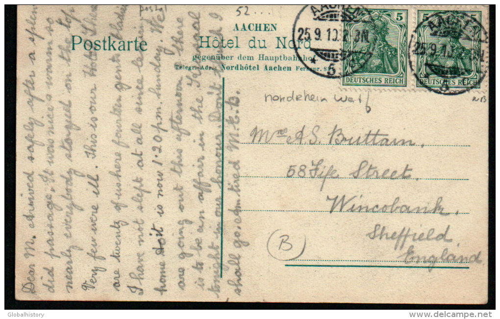 DB5689 - AACHEN - HOTEL DU NORD 27_2_1906 - Aachen