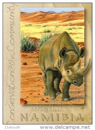 Namibia - 2015 Conservation Rhino Postcard Cancelled - Rinoceronti