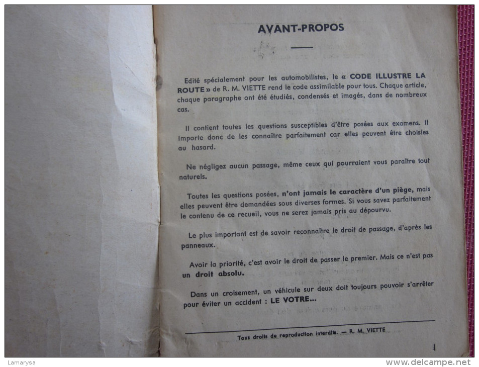 Vintage=>1951 Code Illustré De La Route=>Auto-ecole Vauban M. Turel & Meugnier Rue Barrier à LYON Rhone 63 PAGES Voiture - Auto