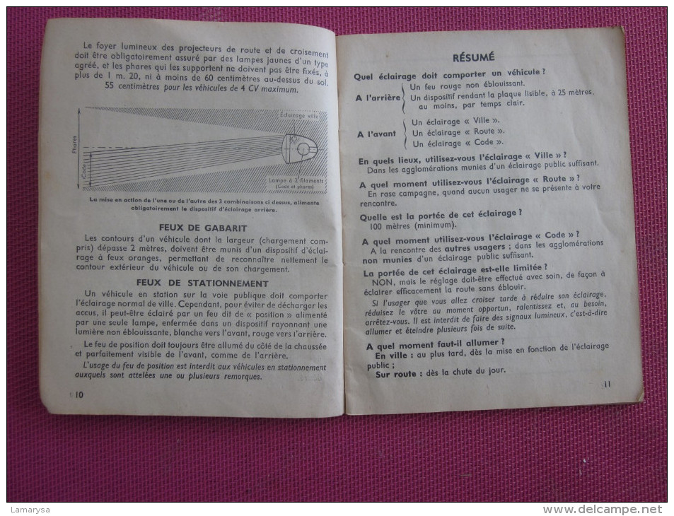 Vintage=>1951 Code Illustré De La Route=>Auto-ecole Vauban M. Turel & Meugnier Rue Barrier à LYON Rhone 63 PAGES Voiture - Auto