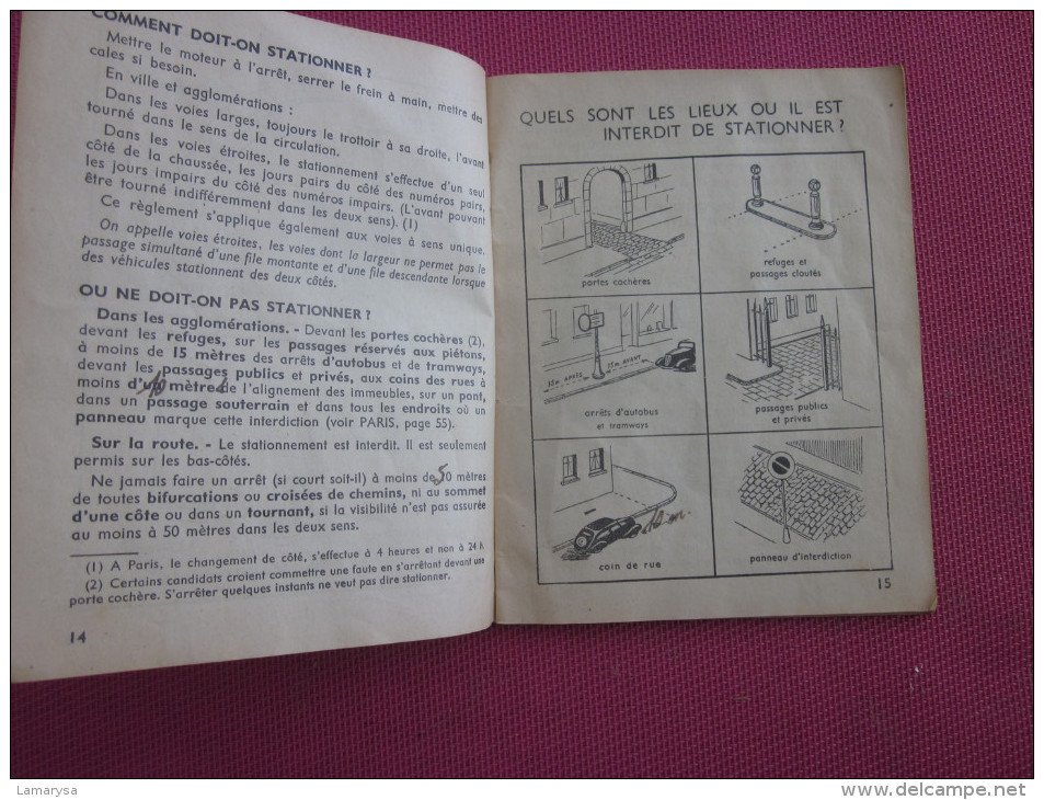 Vintage=>1951 Code illustré de la route=>Auto-ecole Vauban M. Turel & Meugnier rue Barrier à LYON Rhone 63 PAGES voiture