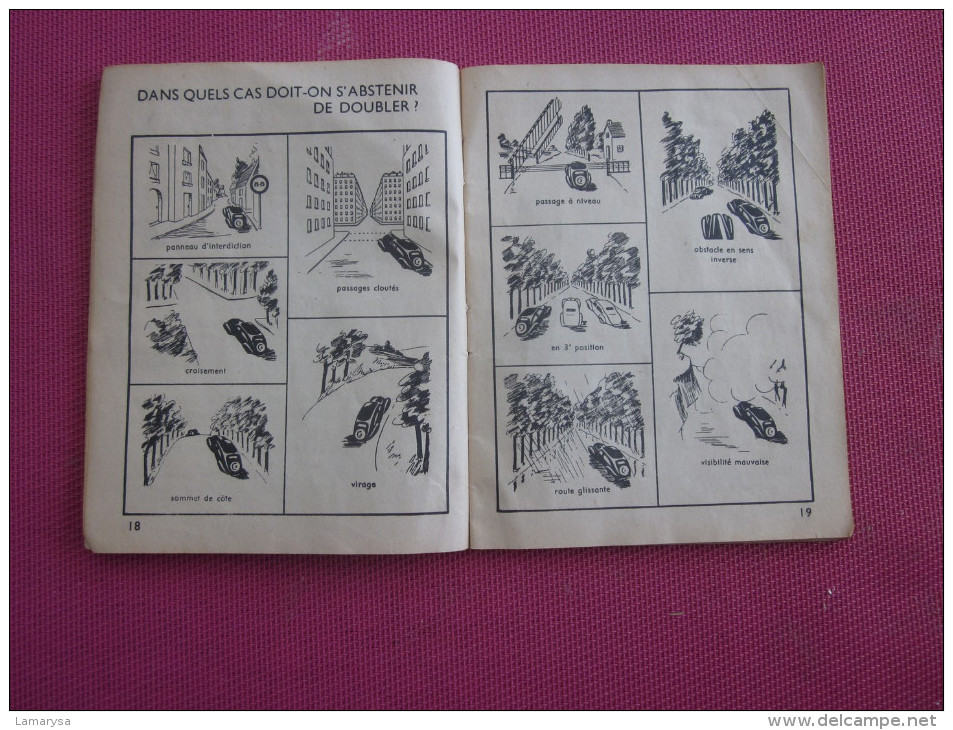 Vintage=>1951 Code illustré de la route=>Auto-ecole Vauban M. Turel & Meugnier rue Barrier à LYON Rhone 63 PAGES voiture