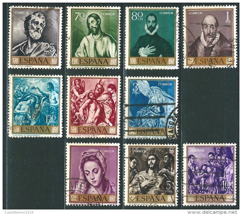 Spanien 1961: Satz Nr. 1225-1234° Gemälde (VI) El Greco; Tag Der Briefmarke - Gebraucht