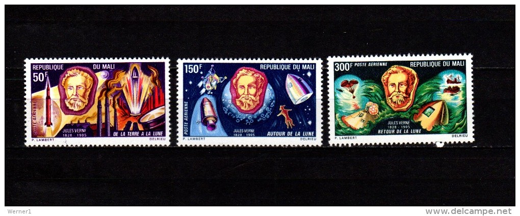 Mali 1970 Space Jules Verne Set Of 3 MNH - Afrika