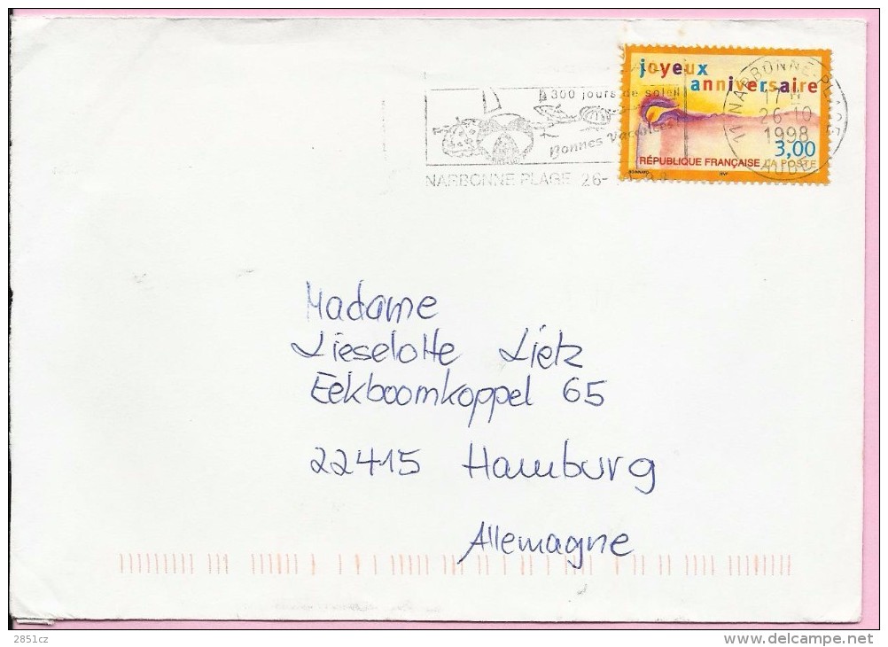 Letter - 300 Jours De Soleil / 300 Days Of Sunshine, 1998., France - Sonstige & Ohne Zuordnung