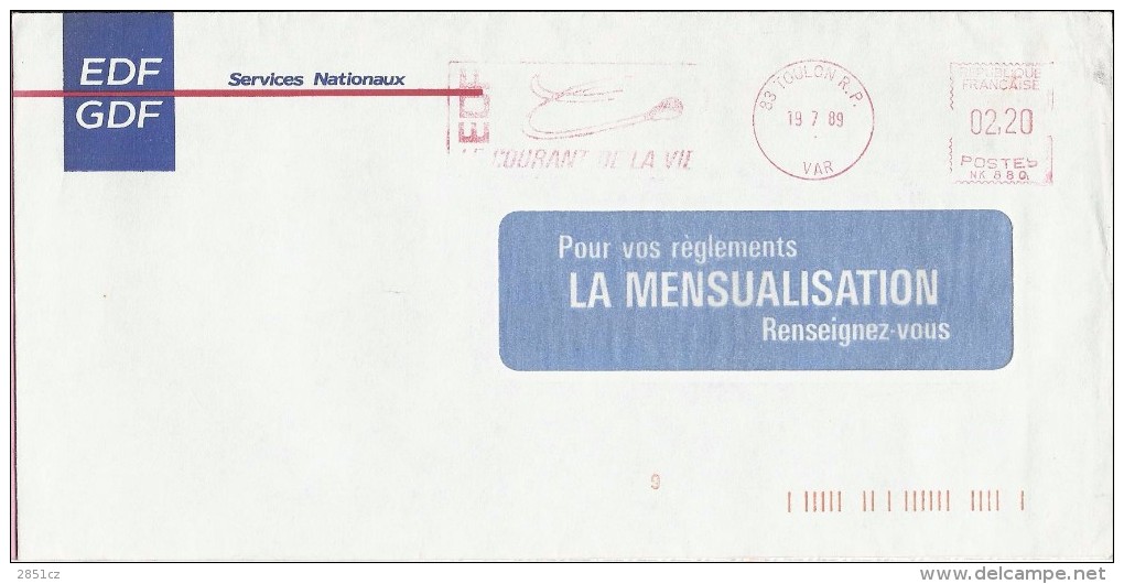 Letter - EDF, Toulon, 19.7.1989, France - Sonstige & Ohne Zuordnung