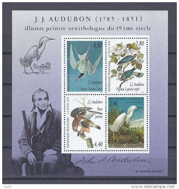 FRANCE. YT Bloc 18 Hommage Au Peintre Ornithologue J.J. Audubon 1995 Neuf** - Neufs