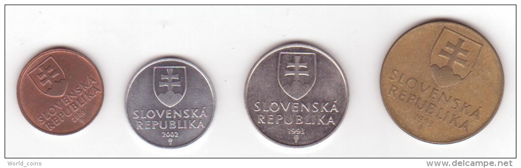 Set Of Four Coins From Slovakia - Eslovaquia