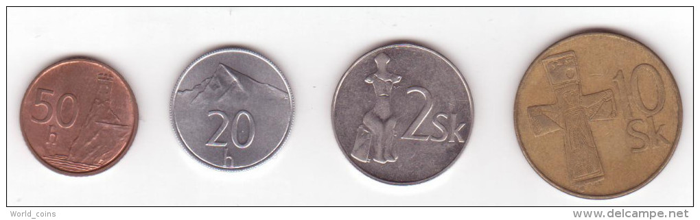 Set Of Four Coins From Slovakia - Eslovaquia