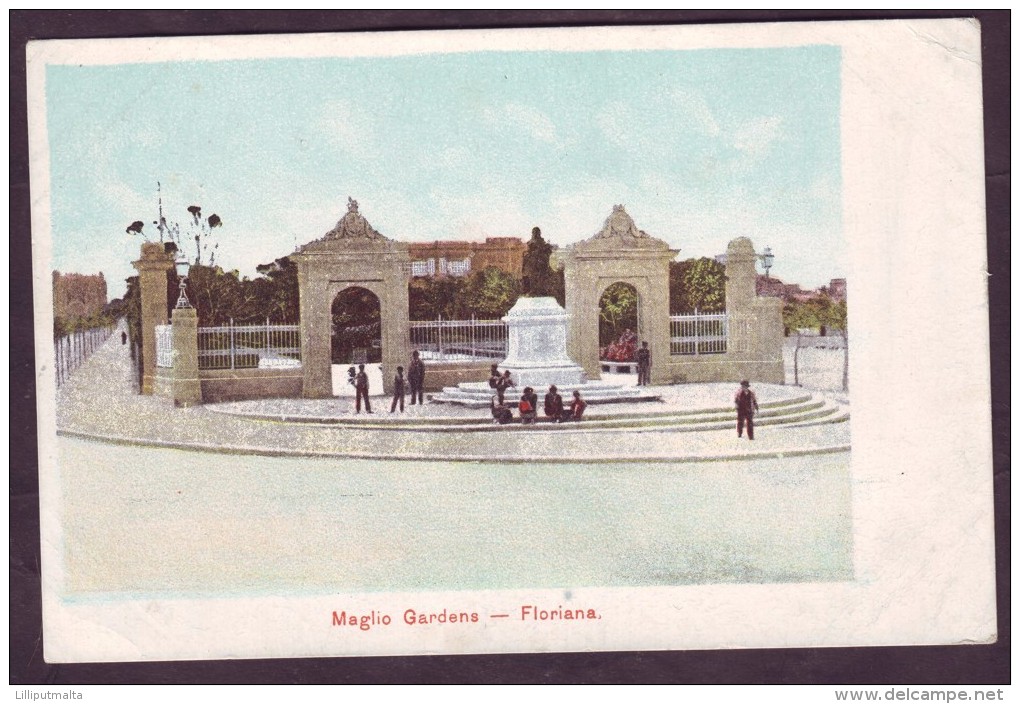 Old Malta Undivided Back Postcard 1900s Maglio Gardens Floriana - Malta