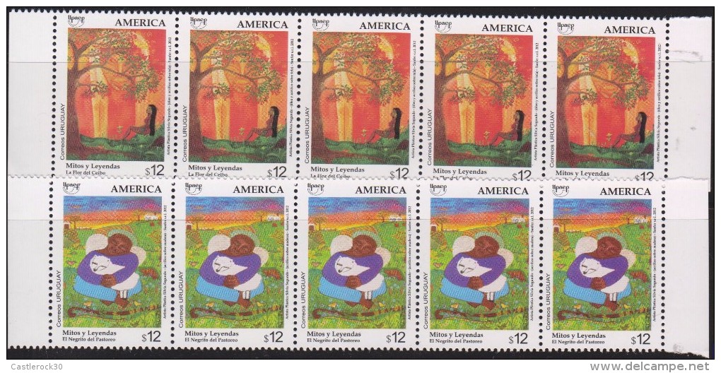 O) 2012 URUGUAY,  AMERICA UPAEP, MYTHS AND LEGENDS, NAKED, TREE OF CEIBO, SHEEP, PAINTING, MNH - Uruguay