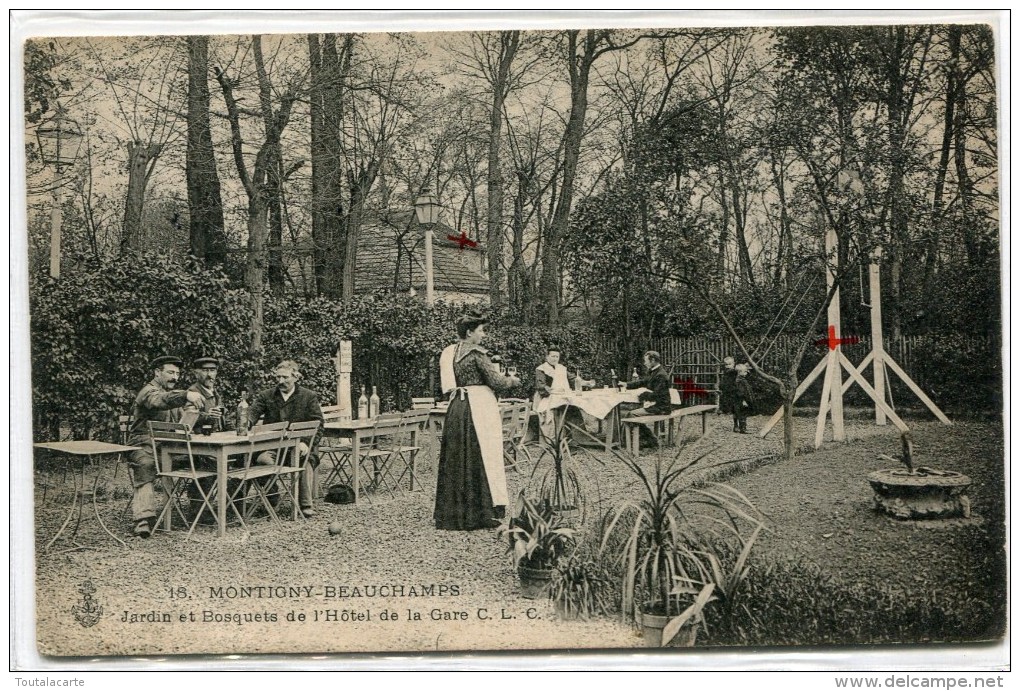 CPA 95  MONTIGNY BEAUCHAMPS JARDIN ET BOSQUETS DE L HOTEL DE LA GARE 1908 - Montigny Les Cormeilles