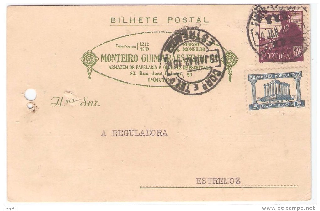 POSTAL CIRCULADO EM PORTUGAL - Cartas & Documentos
