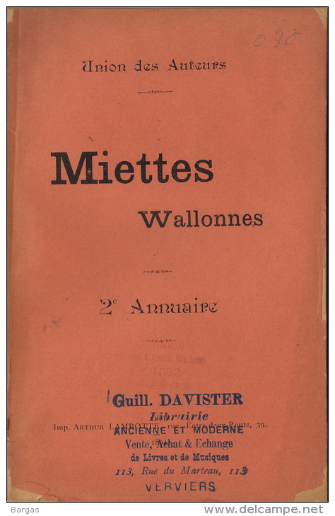 Littérature Wallonne Miettes Wallonnes Verviers Liège 1894 48 Pages - 1801-1900