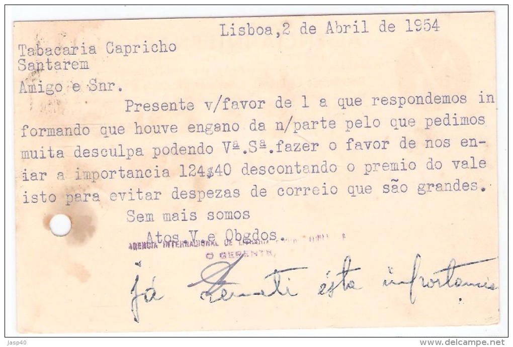 POSTAL CIRCULADO EM PORTUGAL - Cartas & Documentos