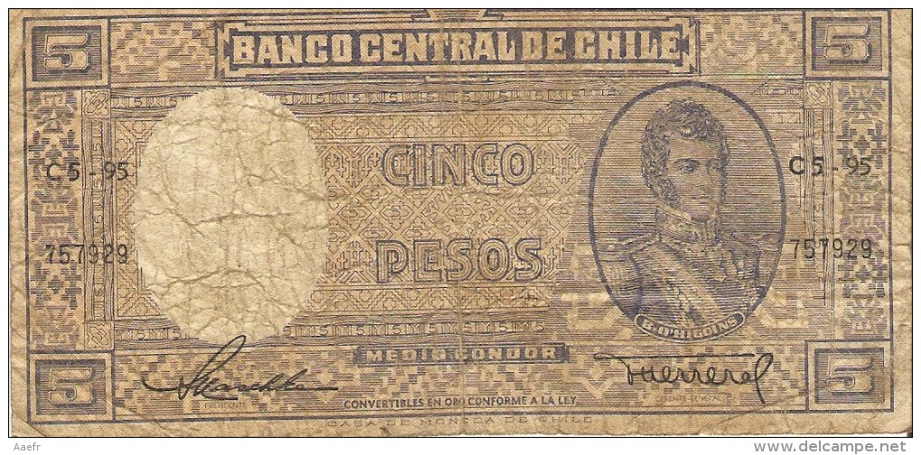 Billet - CHILI - 5 Pesos - Série C5-95 - O Higgins - Chile - Chile