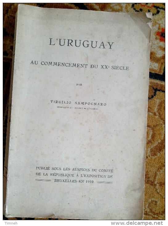 L URUGUAY AU COMMENCEMENT DU XXe SIECLE Par VIRGILIO SAMPOGNARO 1910 Publié EXPOSITION DE BRUXELLES - Storia