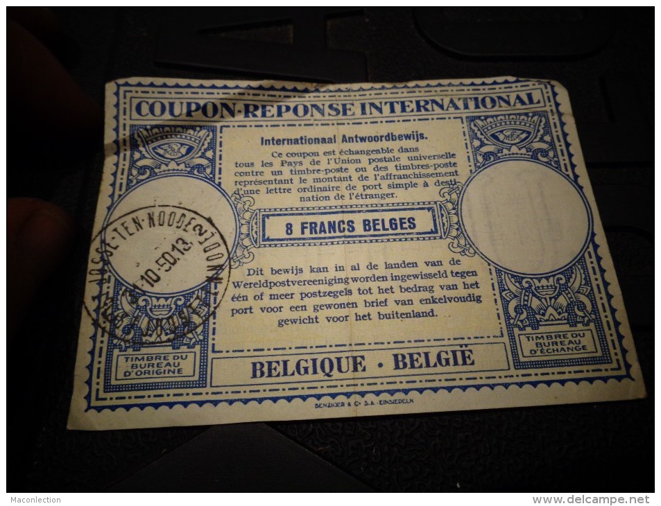 COUPON REPONSE INTERNATIONAL 8 Francs Belges ( Belgique België ) - Coupons-réponse