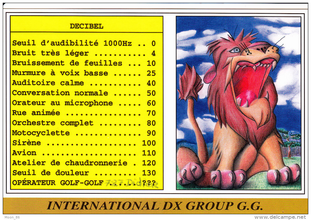 Carte QSL - Groupe RADIO  INTERNATIONAL  - QSL 3 LION - Radio