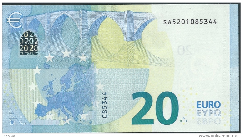 &euro; 20  ITALIA SA S005 E6  DRAGHI  UNC - 20 Euro