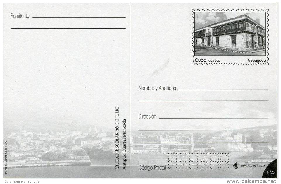 Lote TP72, Cuba, 2015, Entero Postal, Postal Stationary, Santiago, Cuartel Moncada - Cartes-maximum