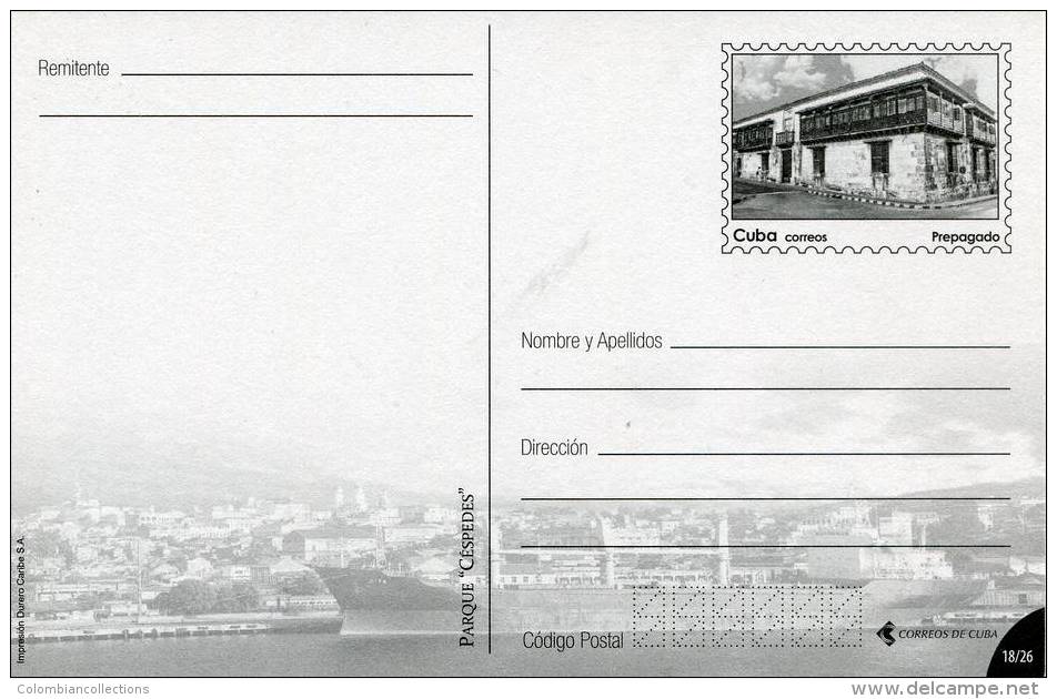Lote TP79, Cuba, 2015, Entero Postal, Postal Stationary, Santiago, Parque Cespedes, View Of The City, Church - Cartes-maximum