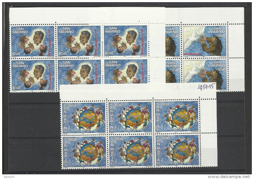 1997 San Marino Saint Marin VOLONTARIATO E SOLIDARIETA' 6 Serie Di 3v. In Blocco MNH** VOLUNTEER WORK - Sci